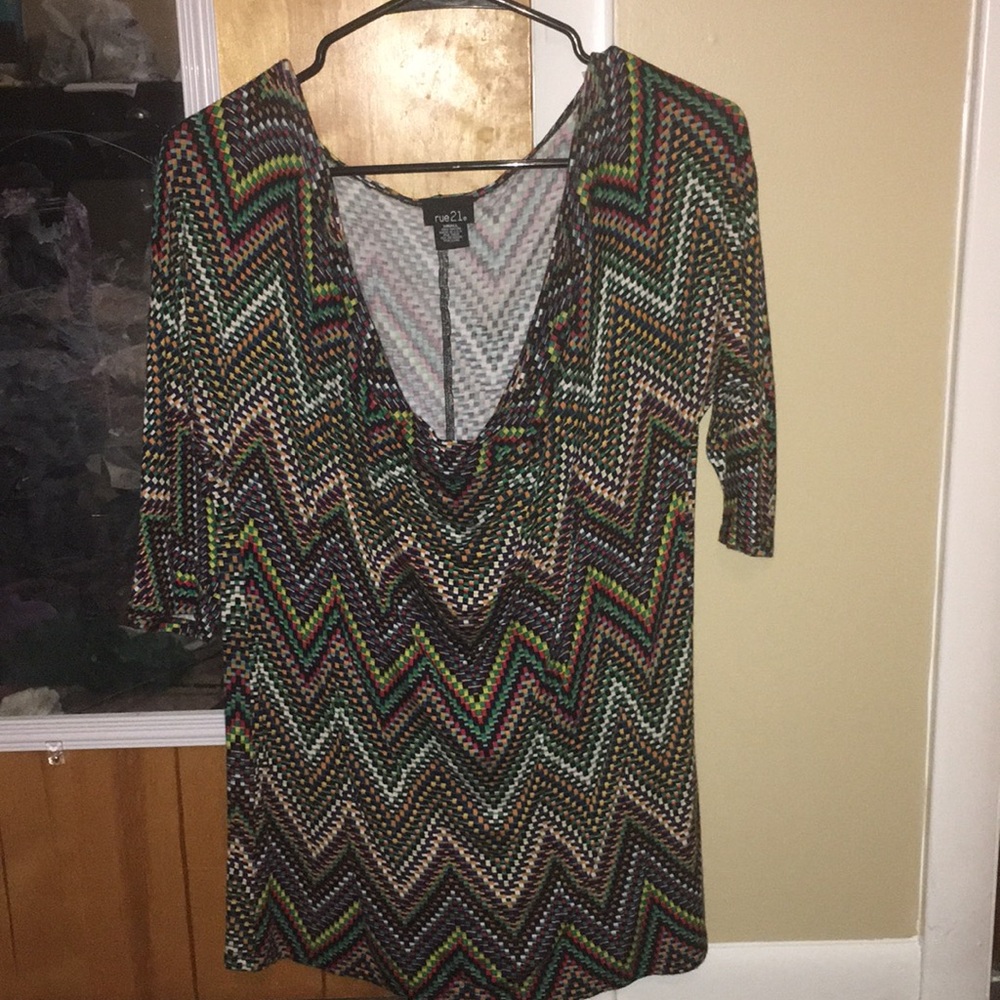 Geometric cowl neck top